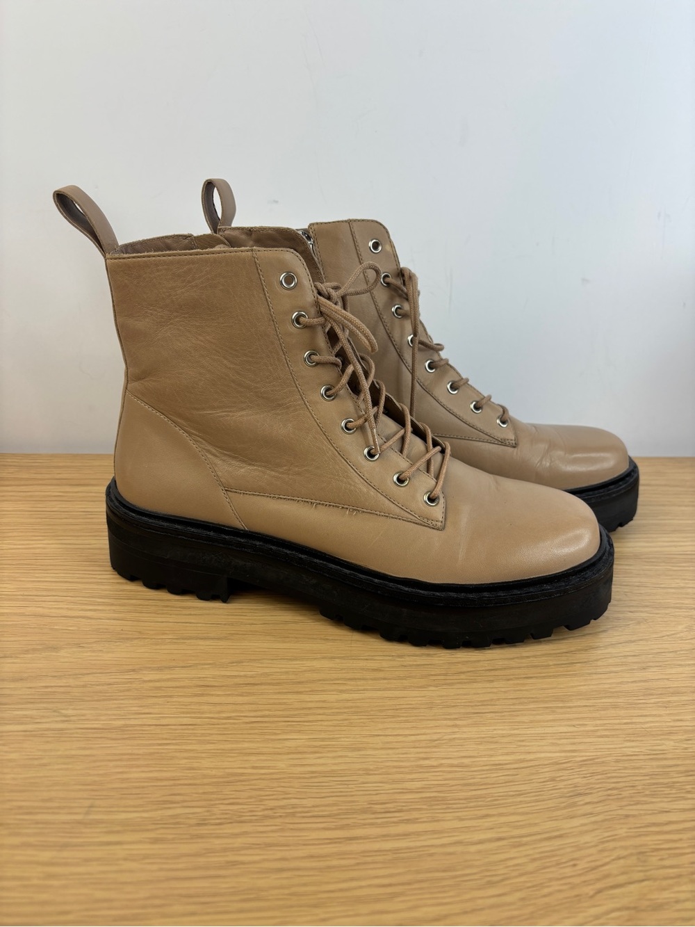 Black Suede Studio Brand Tan Smooth Leather‎ Boots Woman’s 8-8.5 LIKE NEW